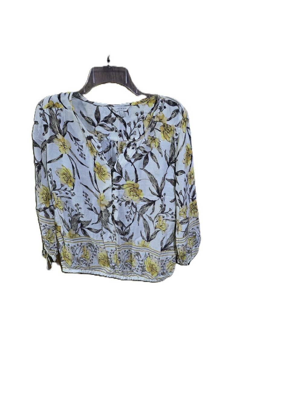 Lucky Brand Yellow & Brown Floral Blouse
